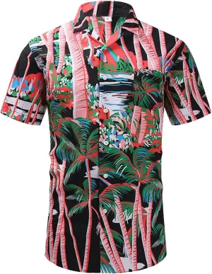 Men's Hawaiian Shirts Button Up Short Sleeve Printed Shirt Tropical Holiday Beach Shirts for Men