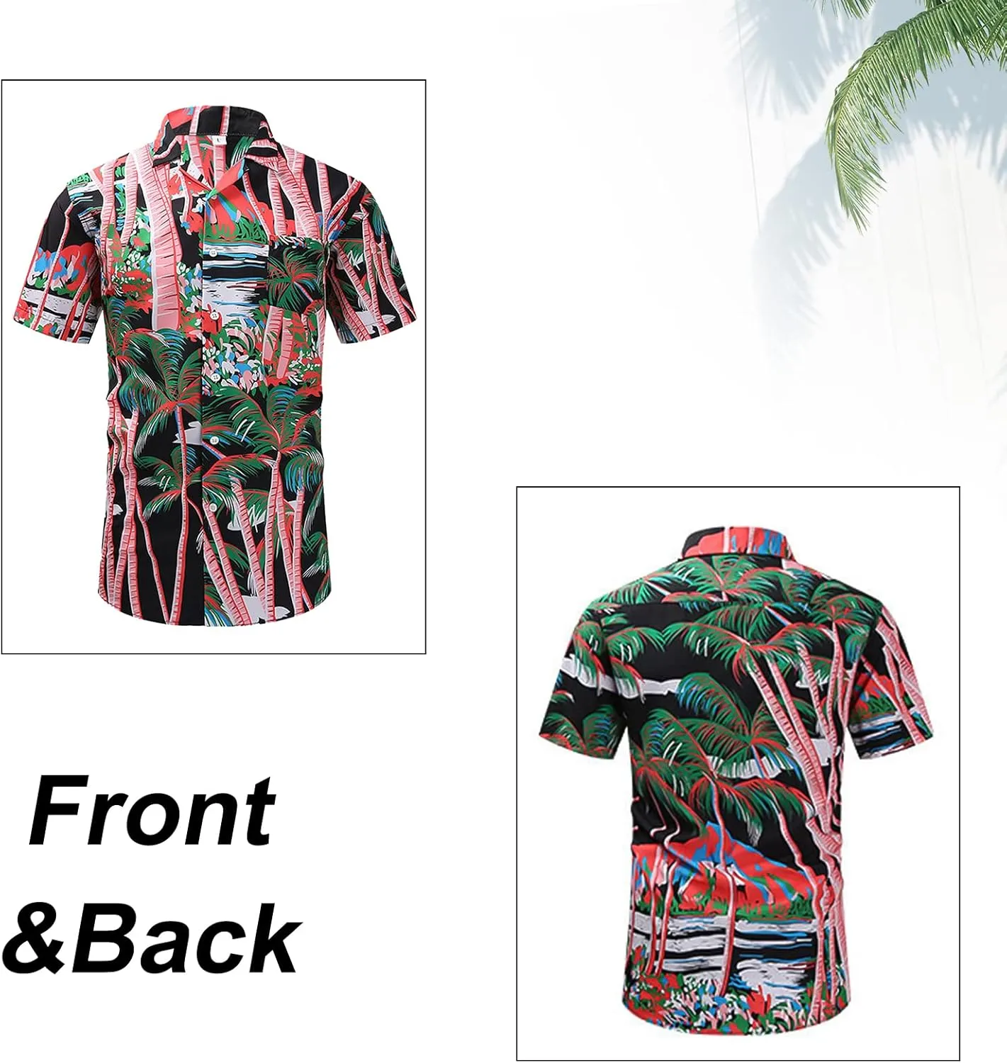 Men's Hawaiian Shirts Button Up Short Sleeve Printed Shirt Tropical Holiday Beach Shirts for Men