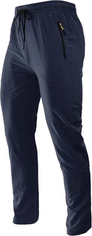 Men's Hiking Pants Lightweight Quick Dry Waterproof Breathable Athletic Joggers Track Running Sweatpants