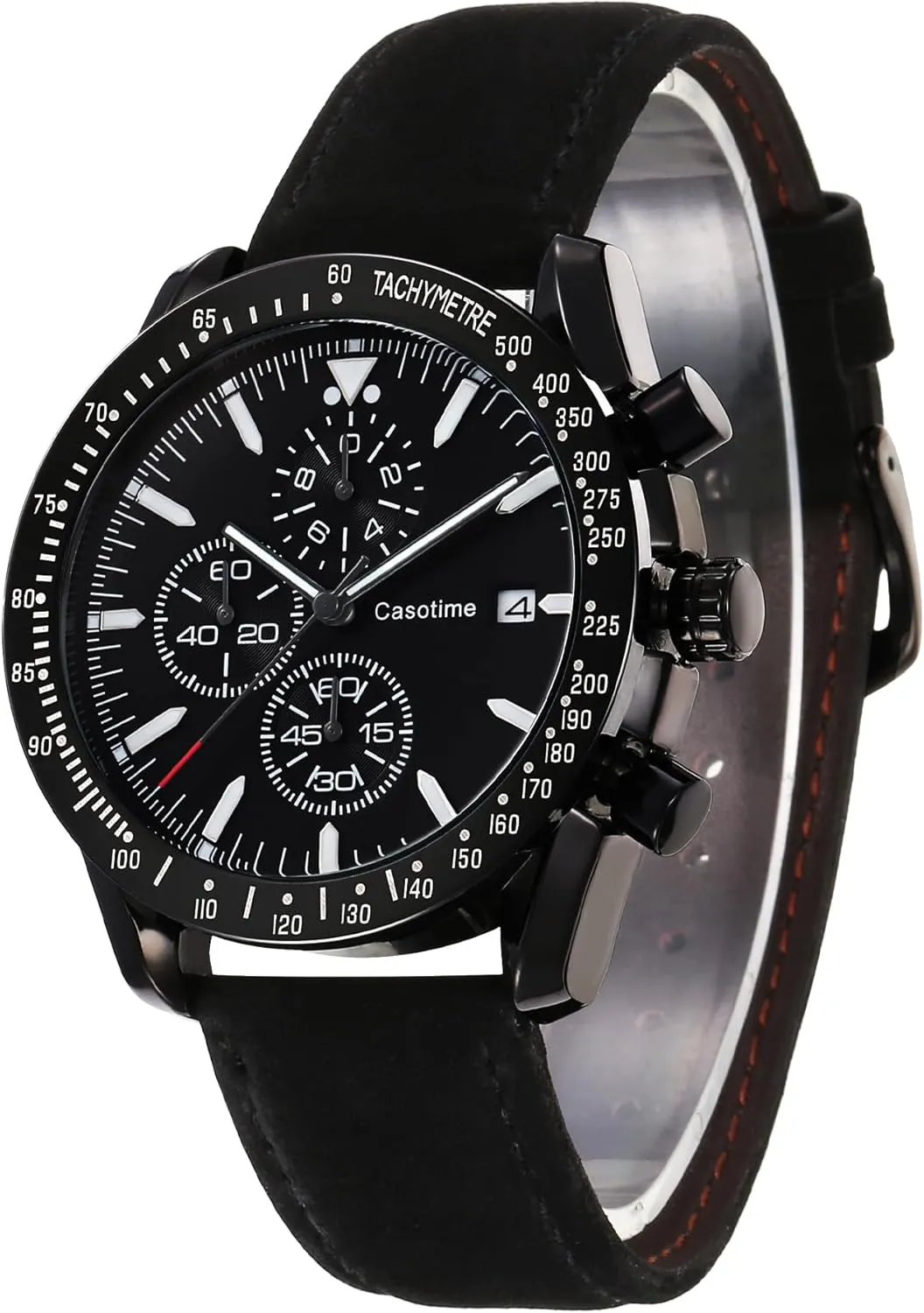 Men's Leather Band Chronograph Watch - 30M Waterproof Big Face Analog Quartz Date - Work Sport Casual Classical Fashion Designer Dress Wrist Watch - Elegant Gift for Men