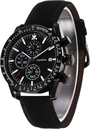 Men's Leather Band Chronograph Watch - 30M Waterproof Big Face Analog Quartz Date - Work Sport Casual Classical Fashion Designer Dress Wrist Watch - Elegant Gift for Men