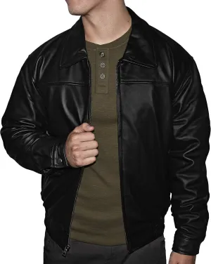 Mens Leather Jacket Mens Genuine Leather Bomber Jacket Motorcycle Jacket With Zip Out Liner