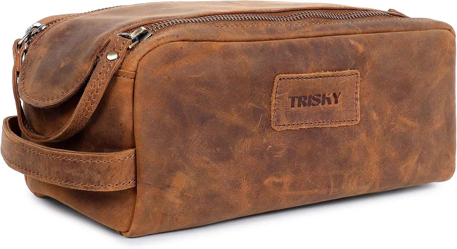 Mens Leather Toiletry Travel Bag, Shaving and Travel Kit for Men, Dopp Kit Men, Handcrafted Vintage, Toiletry Pouch With Waterproof Lining - Brown