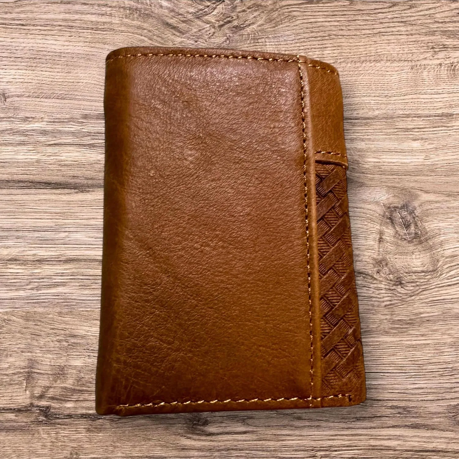 Mens Leather Tri Fold Wallet Basketweave Custom Cowboy Concho Cowhair Cowboy Western Leather Wallet High End Mens Wallets Leather Bull Rider Rodeo Gifts For Men (Rooster, Brown)