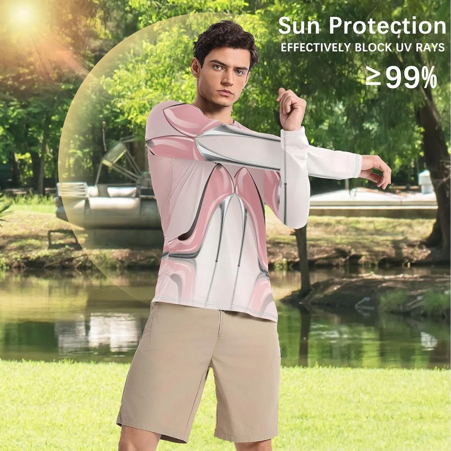 Men's Rash Guard Shirts, UPF 50  Long Sleeve Swimsuit Top Bathing Suit S-XXL