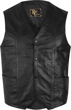 Mens Retro Biker Motorcycle Vintage Vest Prumium Style Cowhide Rider Rocker Cafe Racer Leather Vest