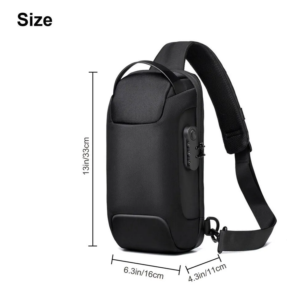 Men's Sling Backpack Waterproof Anti Theft Shoulder Crossbody Chest Bag USB