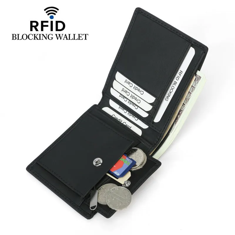 Men's Swiping First Layer Cowhide Korean Style Men's Wallets