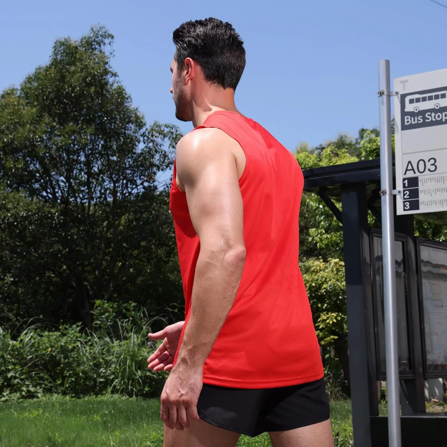 Mens Tank Tops Muscle Athletic Quick Dry Sleeveless Workout Fitness T Shirts for Men