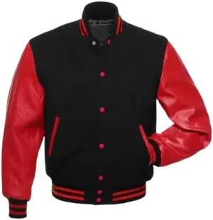 Men’s Varsity Jackets Baseball Letterman Wool Body Genuine Leather Sleeves Bomber American Style Varsity Jacket