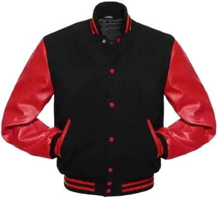 Men’s Varsity Jackets Baseball Letterman Wool Body Genuine Leather Sleeves Bomber American Style Varsity Jacket