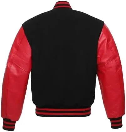 Men’s Varsity Jackets Baseball Letterman Wool Body Genuine Leather Sleeves Bomber American Style Varsity Jacket