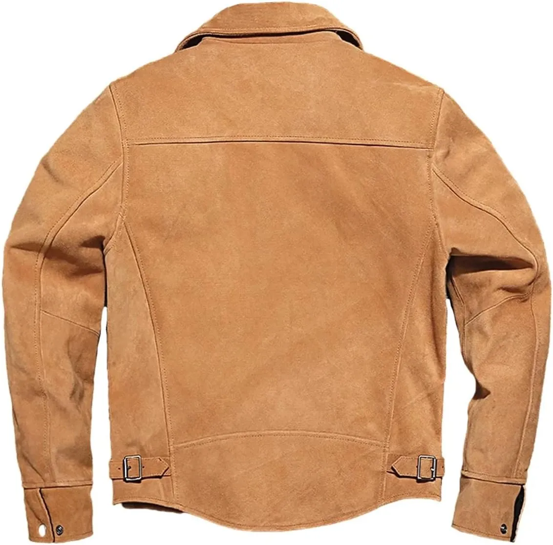 Men's Vintage Brown Suede Trucker Jacket with Turn-Down Collar – Retro Style Moto Biker Leather Jacket for a classic look.
