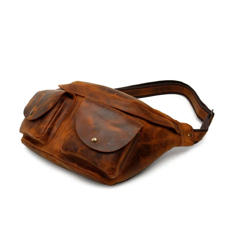 Men's Vintage Leather Chest Pack Bag