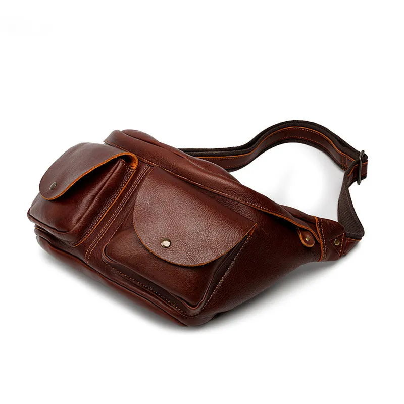 Men's Vintage Leather Chest Pack Bag