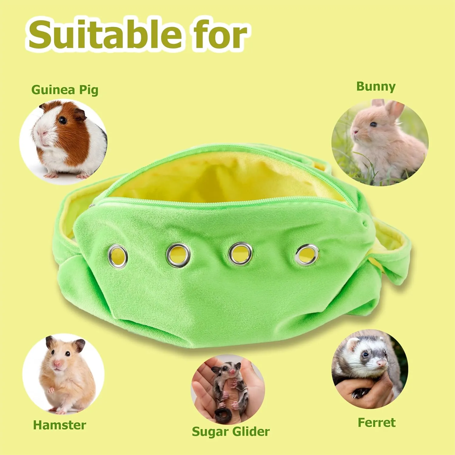 Meow&Woof Sugar Glider Bonding Pouch Small Pet Carrier Bag Sling with Strap Critter Cuddler for Gliders Ferret, Rat, Hedgehog, Hamster Outdoor-Green