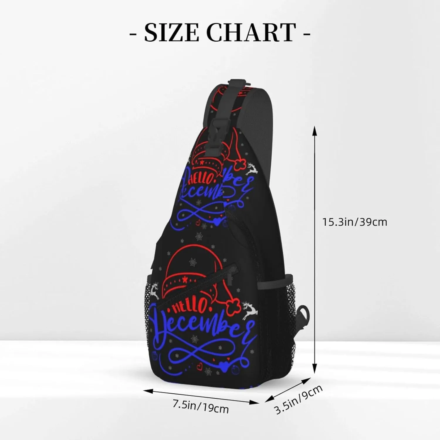 Merry Chrismas Hello December Crossbody Bag Cross Chest Bag Adjustable Sling Backpack Sports Gym Shoulder Bags Travel Cycling Daypack Diagonally Casual Rucksack