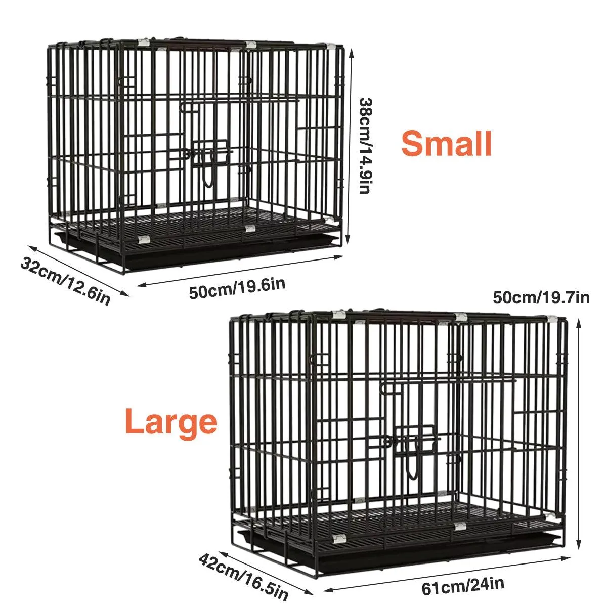 Metal Dog Crate Pet Cage with Divider for Puppies Cats Kennel Indoor Pet House