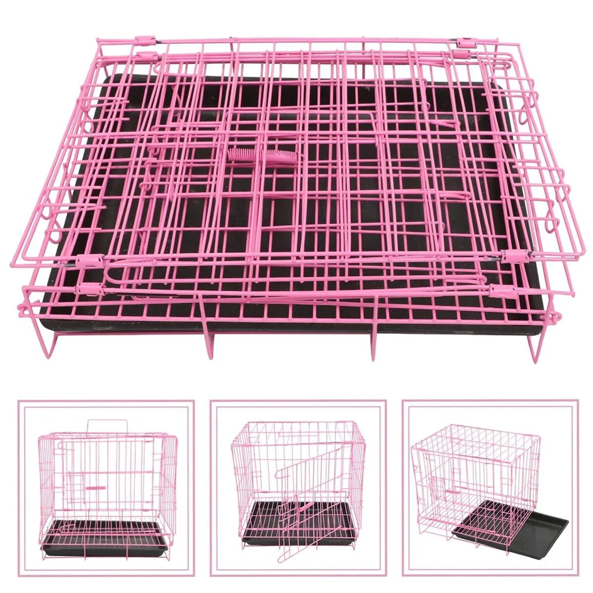 Metal Dog Crate Pet Cage with Divider for Puppies Cats Kennel Indoor Pet House