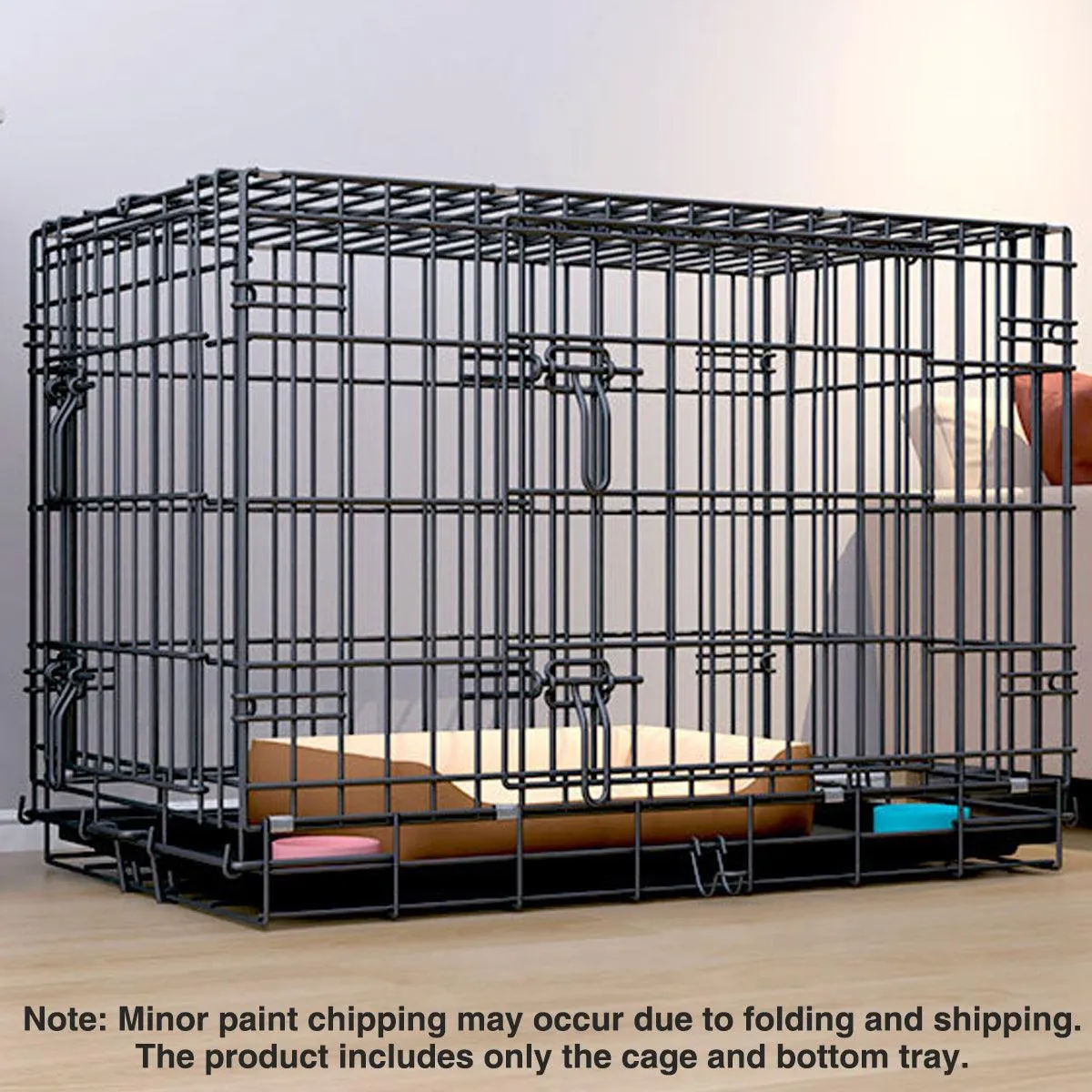 Metal Dog Crate Pet Cage with Divider for Puppies Cats Kennel Indoor Pet House