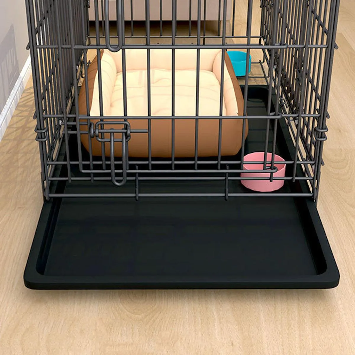 Metal Dog Crate Pet Cage with Divider for Puppies Cats Kennel Indoor Pet House