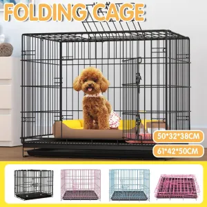 Metal Dog Crate Pet Cage with Divider for Puppies Cats Kennel Indoor Pet House