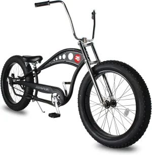 MICARGI 26 Vancouver Complete Cruiser Bikes Stretch Steel Frame Single-Speed & 7-Speed High Rise Handlebars & Low Handlebars Fat Tires Adult Beach Cruiser Chopper Bike Multiple Color