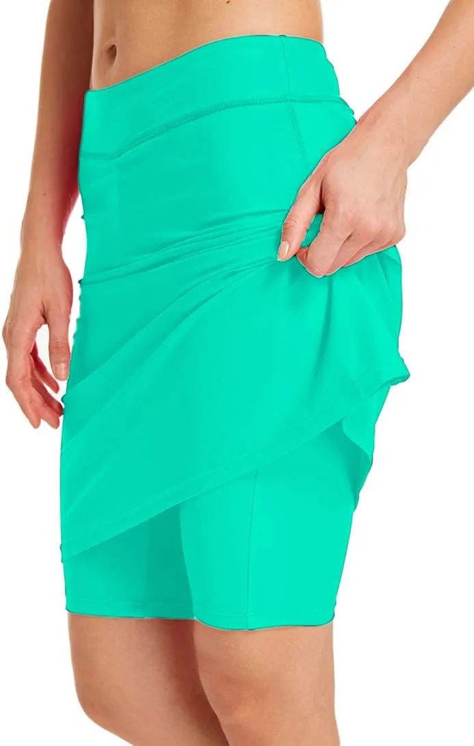 Micosuza Womens Skirted Swim Short Sun Protective UPF 50  Swimming Bottom with Attached Skirt