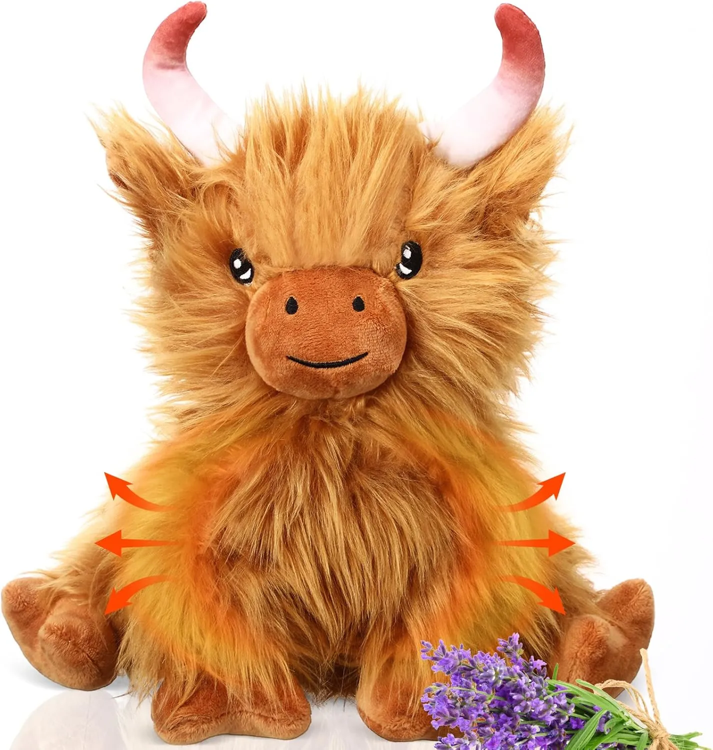 Microwavable Stuffed Animal for Kids Lavender Scented Cute Plush Heatable Coolable Plushie for Gift Adults Soothing Warmth Comfort Heating Pad for Cramps(Highland Cow)