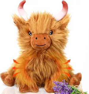 Microwavable Stuffed Animal for Kids Lavender Scented Cute Plush Heatable Coolable Plushie for Gift Adults Soothing Warmth Comfort Heating Pad for Cramps(Highland Cow)