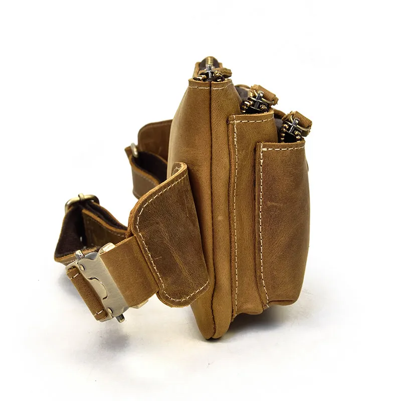 Mini Travel Leather Waist Pack 3 Layer