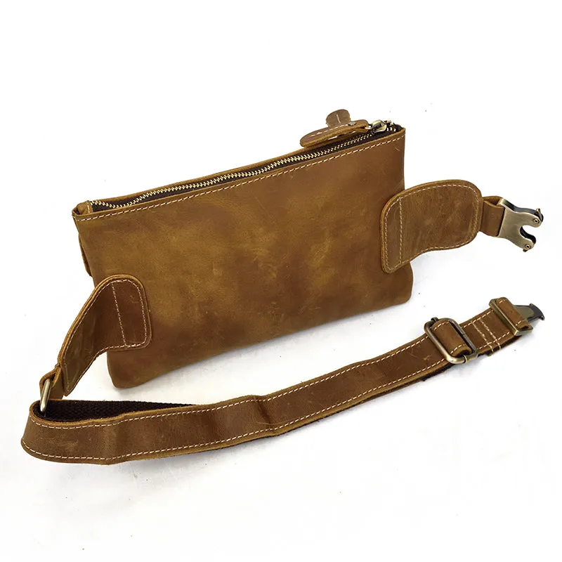 Mini Travel Leather Waist Pack 3 Layer