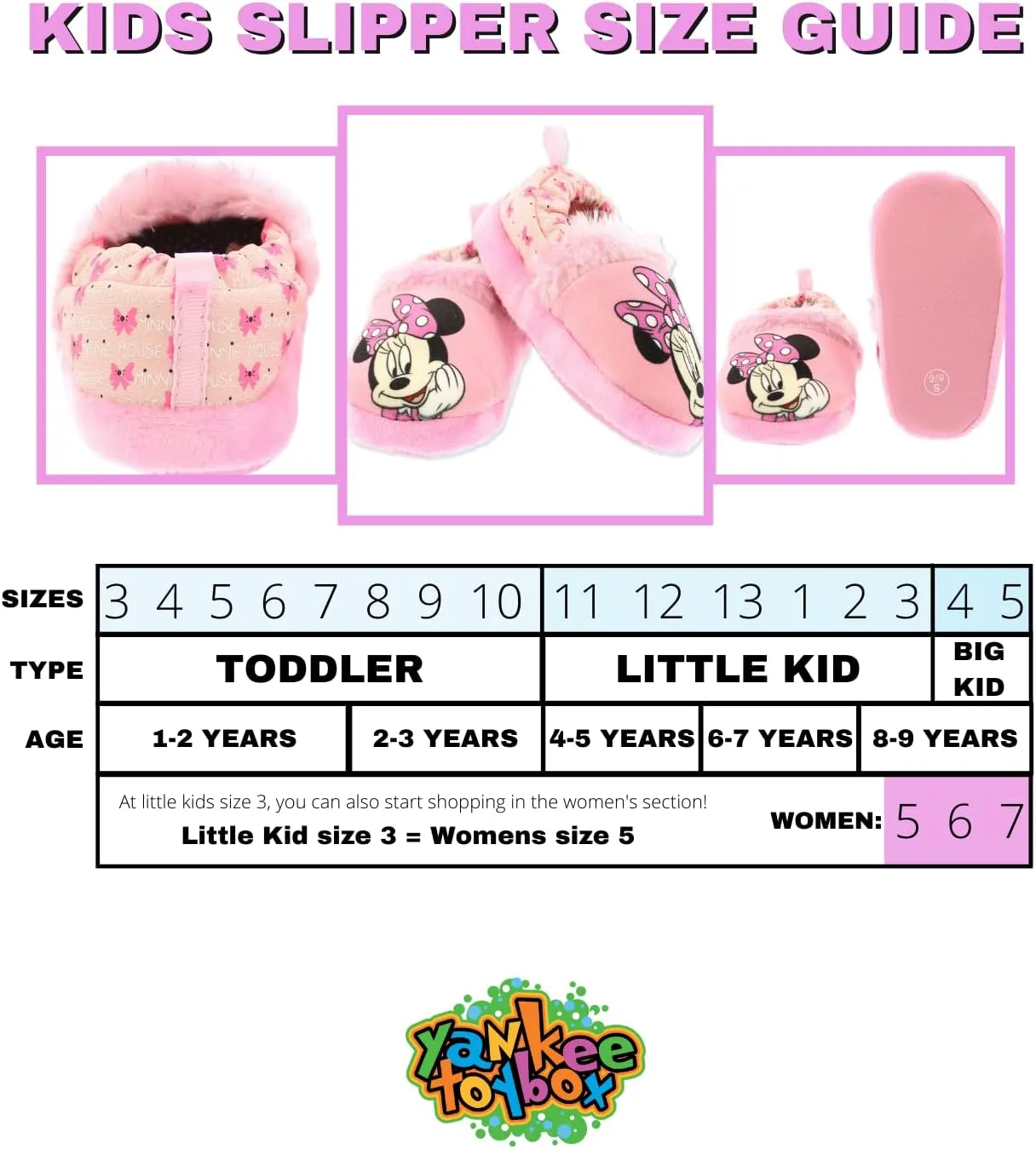 Minnie Mouse Toddler Girl's Plush A-Line Slippers