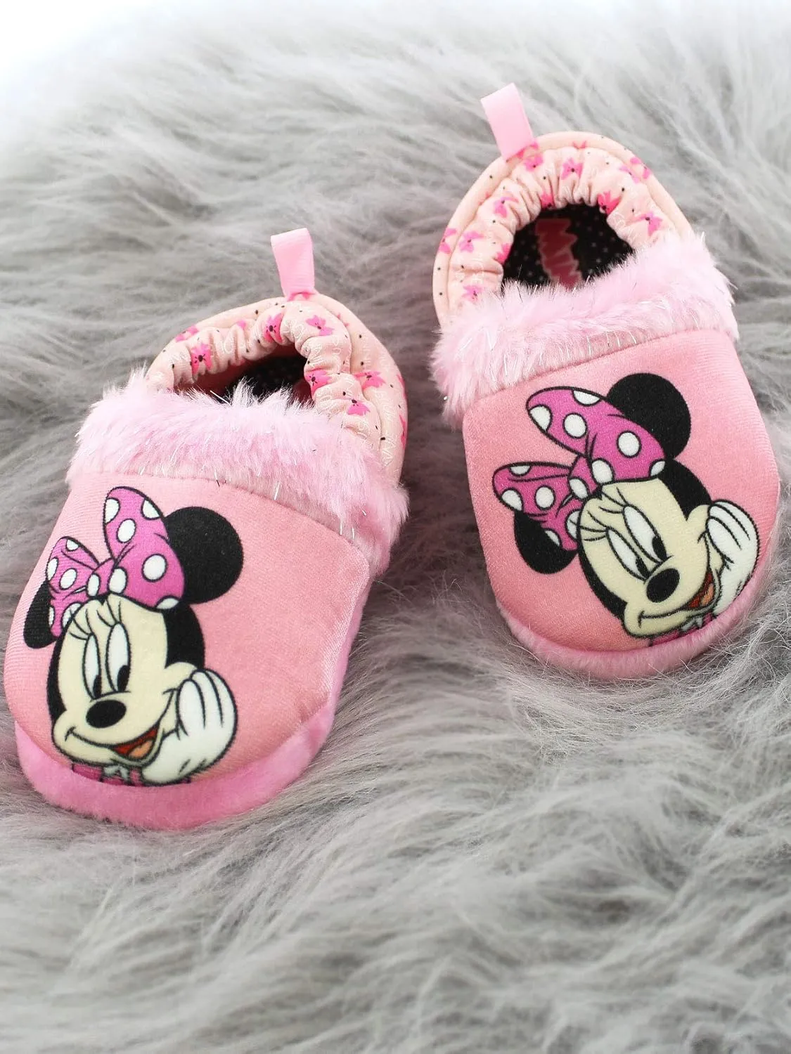 Minnie Mouse Toddler Girl's Plush A-Line Slippers
