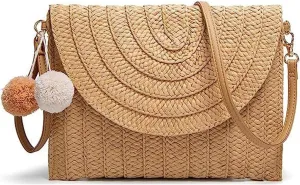 Mokoze Straw Bag for Women, Woven Tote with Magnetic Buckle Hand Woven for Travel, Party, Vacation Essentials for Women