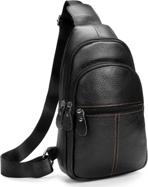 molshine Genuine Leather Sling Crossbody Bag,Fashion Chest,Casual Shoulder Bag for Men Women Work Travel Cycling HB024