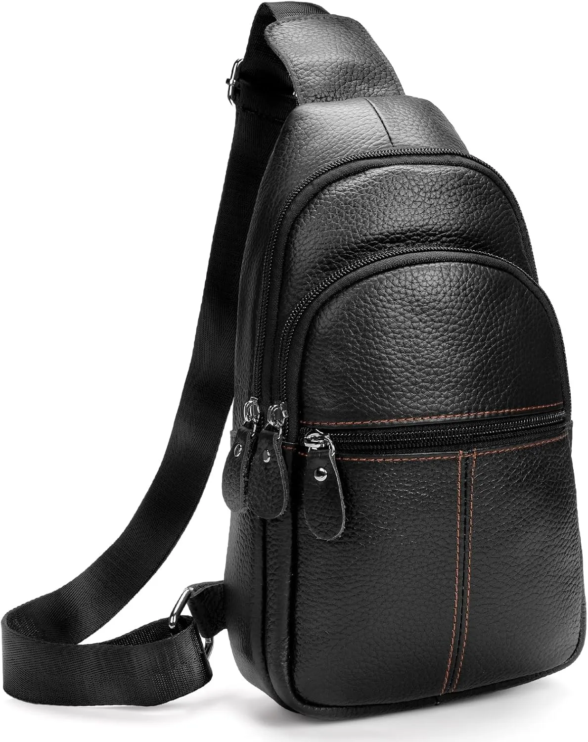 molshine Genuine Leather Sling Crossbody Bag,Fashion Chest,Casual Shoulder Bag for Men Women Work Travel Cycling HB024
