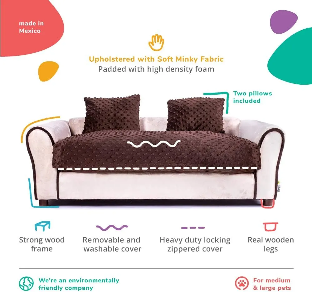 Moots Westerhill Pet Sofa Bed, Deluxe Sofa Pet Bed, Comfortable Sofa for Dogs, Dog Sofa Easy to Coordinate, Durable, Stylish and Easy to Clean Dog Sofas, Couch for Dogs, Khaki, Large