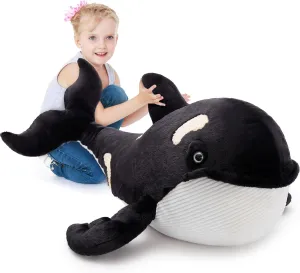 MorisMos 51Inch Orca Whale Plush Soft Orca Sea Animal Toys Realistic Killer Whale Stuffed Animal Plush Toy Gifts for Kids