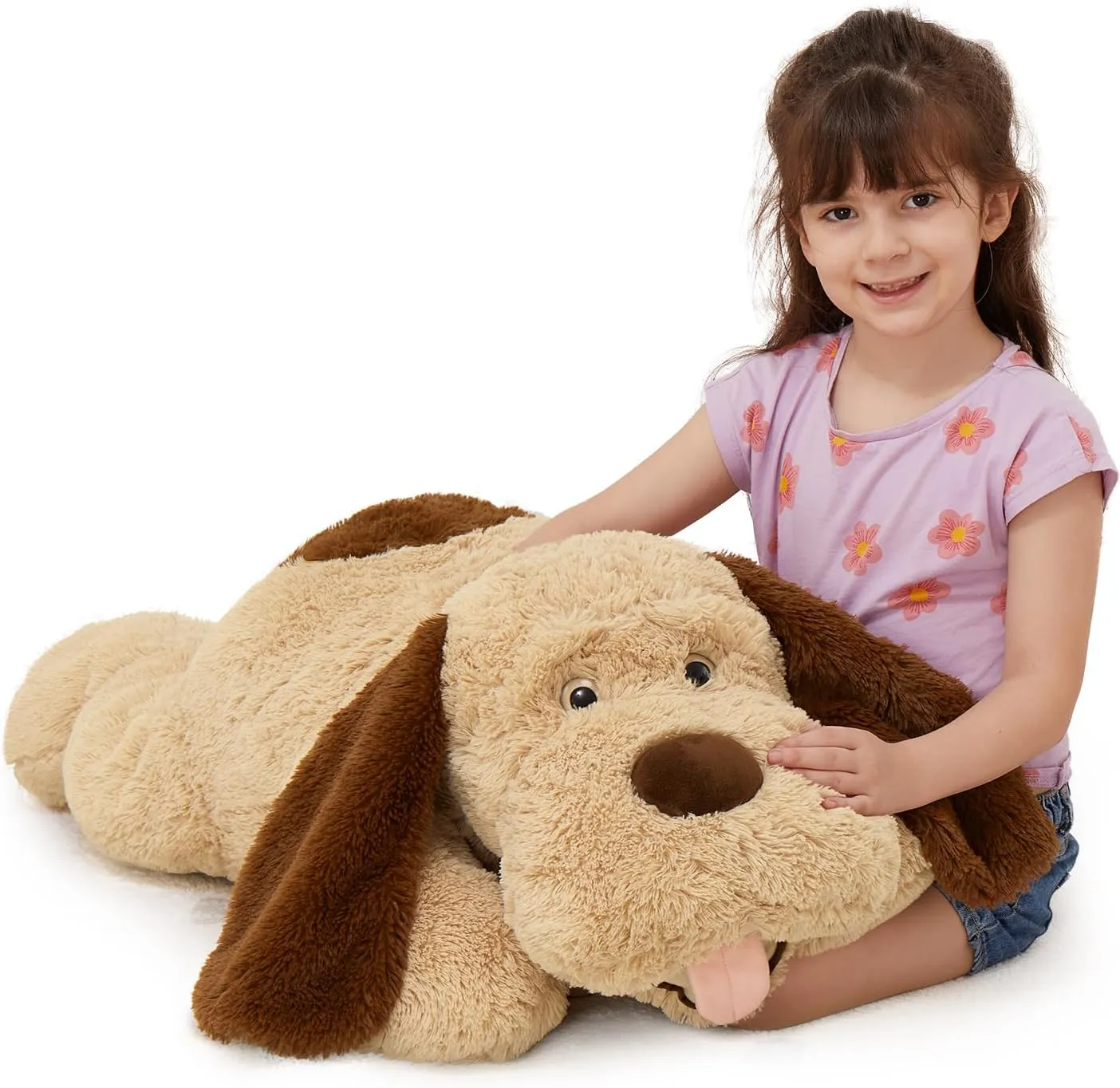 MorisMos Giant Dog Stuffed Animals, 31inch Large Dog Plush, Big Puppy Pillow for Kids, Girls, Boys, Brown