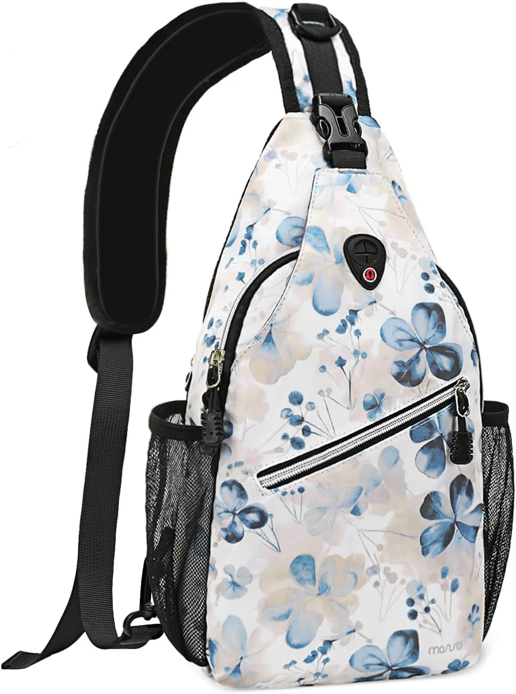 MOSISO Crossbody Sling Backpack, Portable Travel Hiking Daypack Chest Sling Bag Casual Daypack One Strap Chest Backpack for Women Men Outdoor Hiking Travel, Smudged Floral