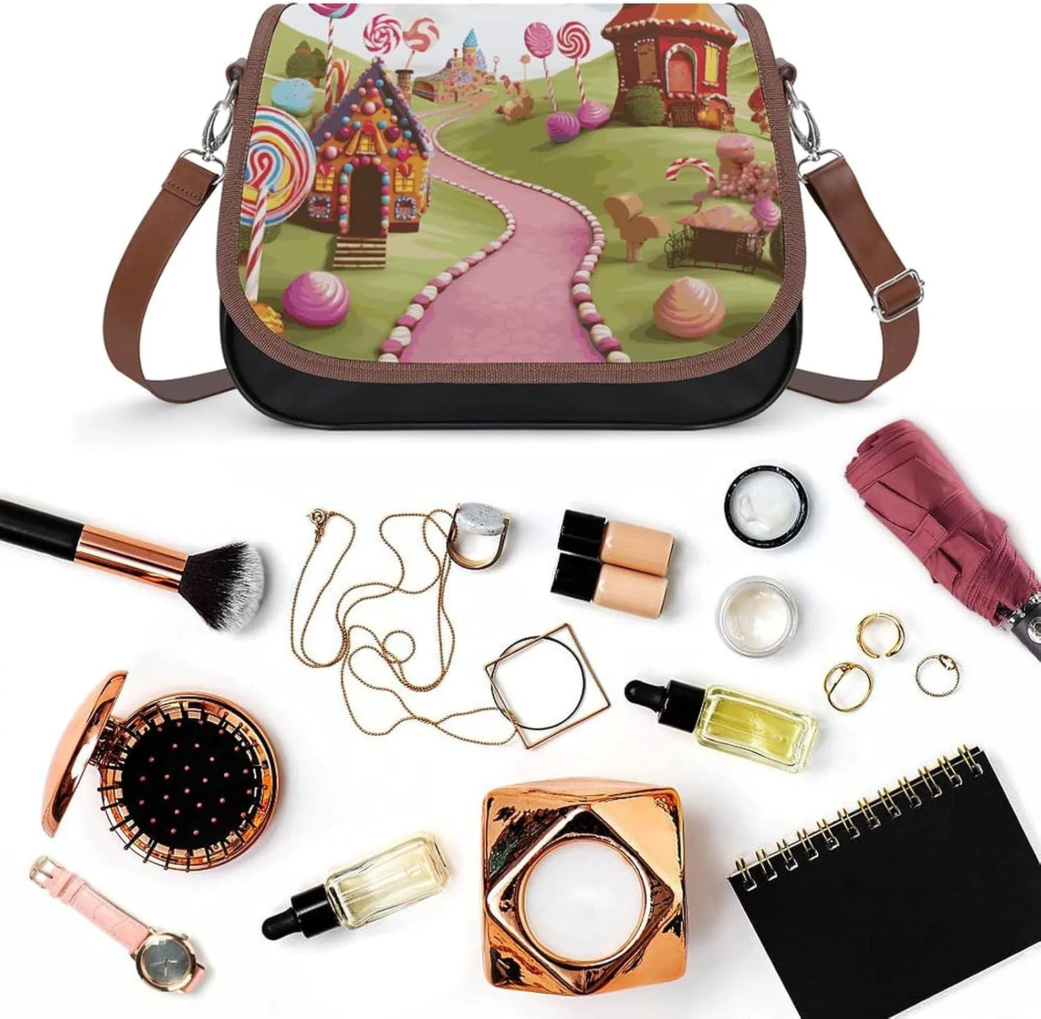 Mountain Cabin Moose Crossbody Bags for Women Travel Shoulder Bag Small Leather Cross Body Handbags