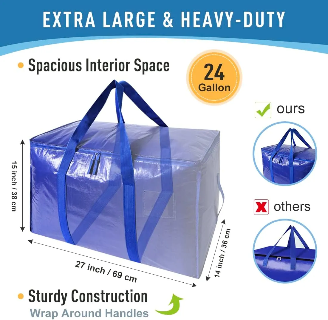 Moving Bags Heavy Duty Extra Large Cube Storage Tote for Space Saving, Traveling Organizer, with Zippers & Strong Carrying Handles (Set of 10)