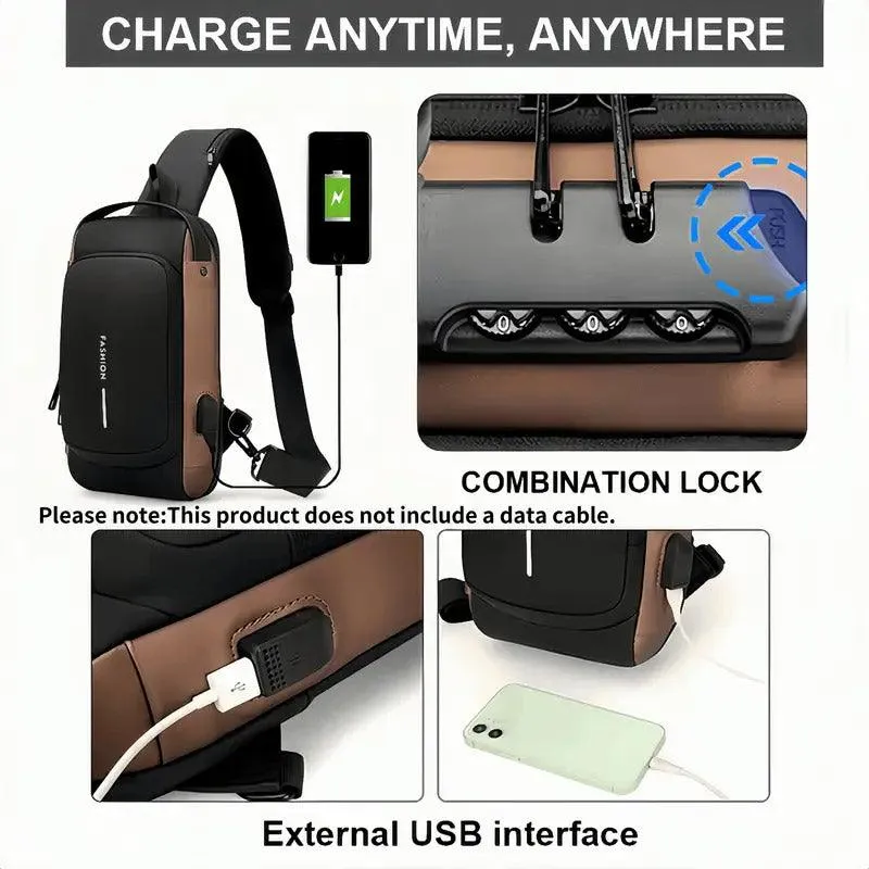 Multi-Function Password Lock Shoulder Bag Anti-Theft Crossbody Sling Bag Travel