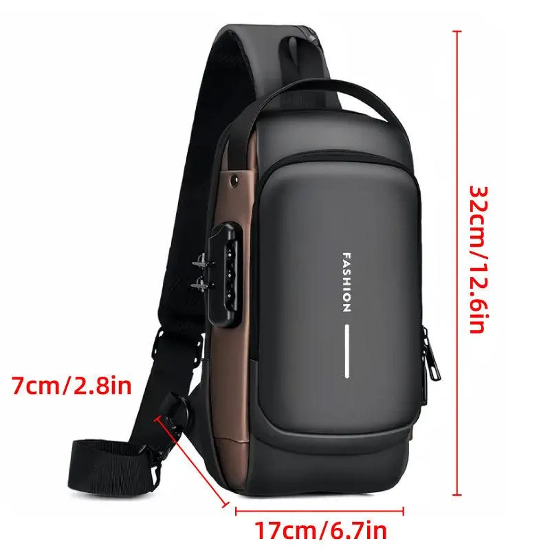 Multi-Function Password Lock Shoulder Bag Anti-Theft Crossbody Sling Bag Travel