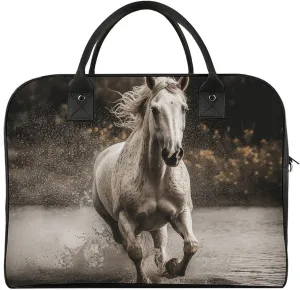 Multi-functional Travel Bag, Horse Running by The Water Print Travel Handbag Travel Tote Bag Carry-on Bag Overnight Bag Weekend Bag