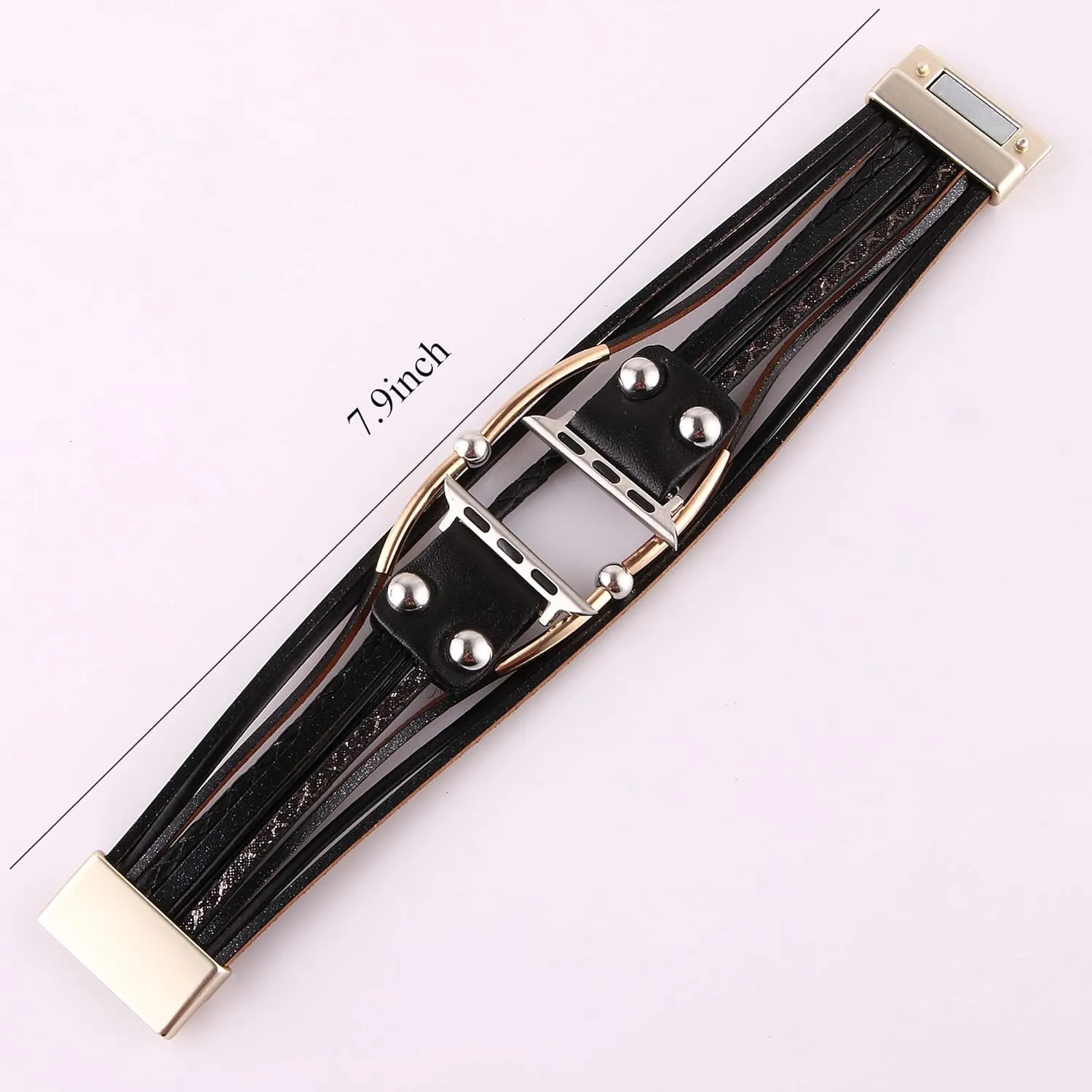 Multi-Layer Leather Wrap Bracelet Compatible with Apple Watch Ultra SE 8 7 6 5 4 3 38mm 40mm 41mm 42mm 44mm 45mm 49mm for Women Mens, Boho Stylish Cuff Bangle Watch Strap for Iwatch Bands