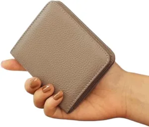 Multicolor Genuine Leather Small Wallet Purse Solid Color Casual Purse Top Layer Cowhide Mini Purse(Black)