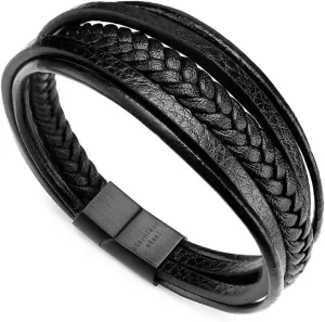 murtoo Mens Leather Bracelet with Clasp Cowhide Multi-Layer Braided Leather Mens Bracelet