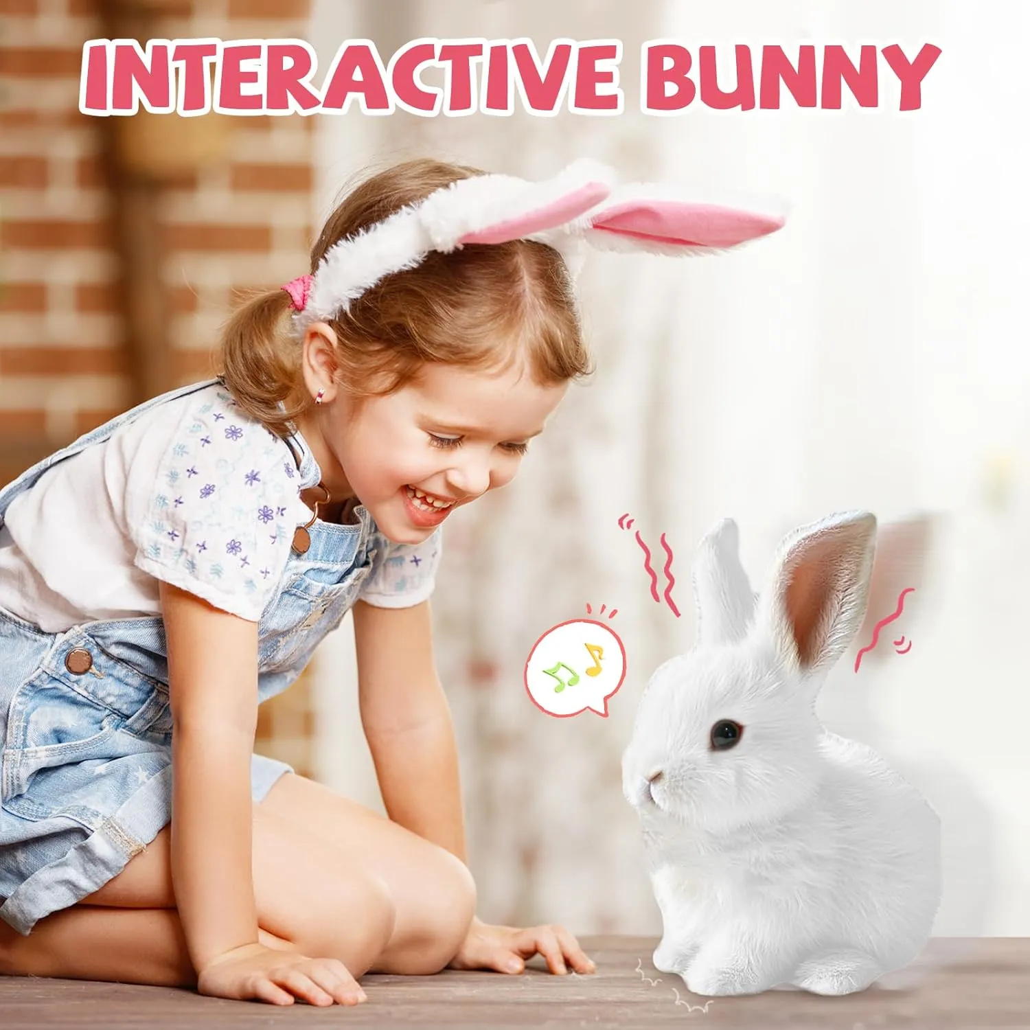 My Realistic Bunny Toy, 2025 Upgraded Interactive Easter Bunny Toy, Hopping Easter Basket Stuffers Animal, Can Walk and Talk Shaking Ears Realistic Bunnies Plush Easter Gifts for Kids (Brown)